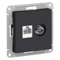 ATLASDESIGN РОЗЕТКА двойная ТВ + компьютерная RJ45 кат. 5e, механизм, КАРБОН ATN001089