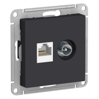 ATLASDESIGN РОЗЕТКА двойная ТВ + компьютерная RJ45 кат. 5e, механизм, КАРБОН ATN001089