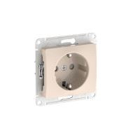 GLOSSA РОЗЕТКА с заземлением со шторками, 16А, механизм, быстрозажим. клем., БЕЖЕВЫЙ GSL000245S