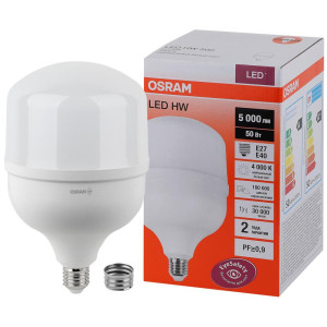 Лампа светодиодная LED HW T 50Вт (замена 500Вт) матовая 4000К нейтр. бел. E27/E40 5000лм угол пучка 200град. 140-265В PF>/=09 OSRAM 4058075576858
