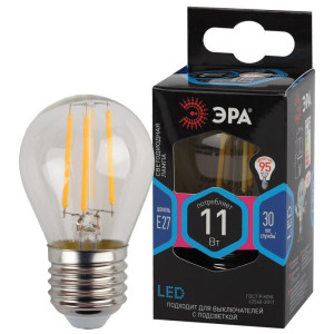 Лампа светодиодная филаментная F-LED P45-11W-840-E27 11Вт P45 шар 4000К нейтр. бел. E27 Эра Б0047015