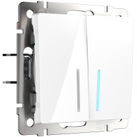 W1120101/ Выключатель двухклавишный с подсветкой (белый)