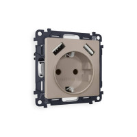 MA369010 Комплект механизма электрической розетки ALFA Серо-бежевый матовый 2USB AA 18W быстрая зарядка сз QUANT AP3690, VM155 AMBRELLA VOLT