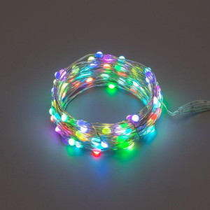 Гирлянда Роса 10м 100LED RGB IP44 с пультом 8 режимов элементы питания 3хAA Neon-Night 303-259