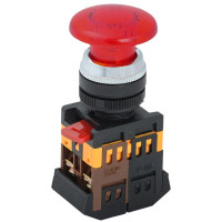 Кнопка Грибок AELA-22 d22мм 1з+1р 240В неон красн. IEK BBG20-AELA-K04
