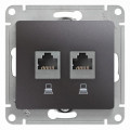 GLOSSA РОЗЕТКА двойная компьютерная RJ45+RJ45 кат. 5e, механизм, ГРАФИТ GSL001385KK