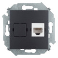 Розетка компьютерная RJ45 Simon SIMON 15, скрытый монтаж, графит, 1591598-038
