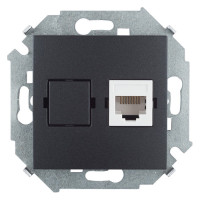 Розетка компьютерная RJ45 Simon SIMON 15, скрытый монтаж, графит, 1591598-038