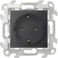 Розетка Simon SIMON 24 HARMONIE, скрытый монтаж, с заземлением, графит, 2450434-038