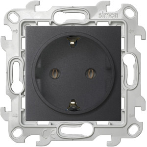Розетка Simon SIMON 24 HARMONIE, скрытый монтаж, с заземлением, графит, 2450434-038