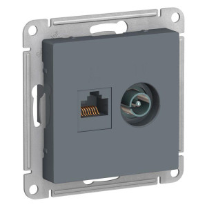 ATLASDESIGN РОЗЕТКА двойная ТВ + компьютерная RJ45 кат. 5e, механизм, ГРИФЕЛЬ ATN000789