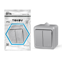 Выключатель 2-кл. ОП Dita IP54 10А 250В сер. TOKOV ELECTRIC TKL-DT-V2-C06-IP54