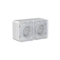 ATLASDESIGN PROFI IP54 О/У РОЗЕТКА двойная с заземлением со шторками, 16А, СЕРЫЙ ATN543026