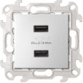 Simon 24 Алюминий Зарядное устройство 2хUSB 5В 2.4A 230В~