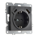 Arvia Electric, LK Механизм, Розетка с заземлением, защитой от детей, USB Type C, Arvia, графит
