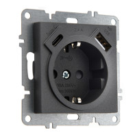 Arvia Electric, LK Механизм, Розетка с заземлением, защитой от детей, USB Type C, Arvia, графит