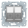 Розетка компьютерная 2xRJ45 Schneider Electric UNICA NEW, скрытый монтаж, алюминий, NU542430
