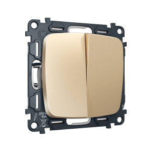 MO603030 Комплект механизма 2-клавишного перекрестного выключателя 10A-250V OMEGA Шампань QUANT OP6030, VM125 AMBRELLA VOLT
