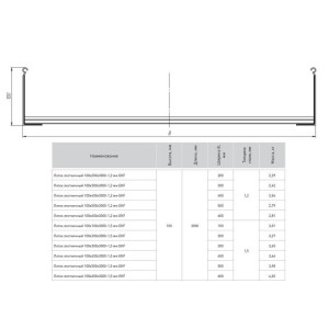 Лоток лестничный 100х300 L3000 1.2мм EKF LT100300-1.2