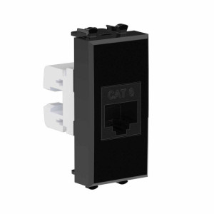 Розетка компьютерная 1мод. Avanti Черный квадрат RJ45 кат.6 без шторок модульная механизм DKC 4402691