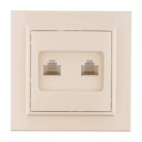 Розетка телефонная компьютерная RJ11+RJ45 EKF МИНСК, скрытый монтаж, бежевый, ERK00-135-20
