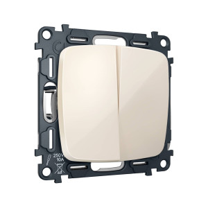 MO303030 Комплект механизма 2-клавишного перекрестного выключателя 10A-250V OMEGA Бежевый глянец QUANT OP3030, VM125 AMBRELLA VOLT