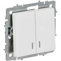 Выключатель 2-кл. СП BRITE ВС10-2-1-БрАБ 10А с индикацией механизм арктич. бел. IEK BR-V20-1-10-K91