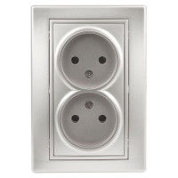 Розетка двойная Plano 1-204-03 16А IP20 250В 2х2P алюм. Intro Б0030066