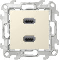 Розетка 2хUSB Simon SIMON 24 HARMONIE, скрытый монтаж, слоновая кость, 2411090-031