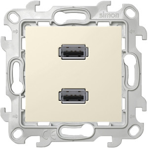 Розетка 2хUSB Simon SIMON 24 HARMONIE, скрытый монтаж, слоновая кость, 2411090-031
