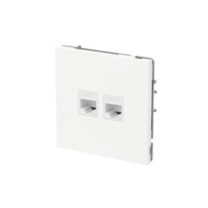 Компьютерная розетка RJ-45 без шторки, кат.5е двойная, KANT, белая магнолия