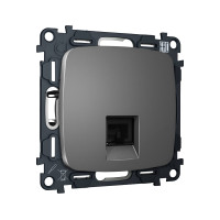 MO662005 Комплект механизма компьютерной розетки RJ-45 экранированной с автоматической защитной шторкой OMEGA Антрацит серый QUANT OP6620, VM185 AMBRELLA VOLT