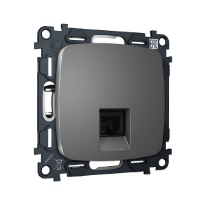 MO662005 Комплект механизма компьютерной розетки RJ-45 экранированной с автоматической защитной шторкой OMEGA Антрацит серый QUANT OP6620, VM185 AMBRELLA VOLT