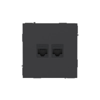Компьютерная розетка RJ-45 без шторки, кат.5е двойная, KANT, черный уголь