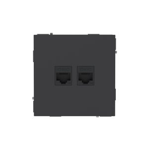 Компьютерная розетка RJ-45 без шторки, кат.5е двойная, KANT, черный уголь