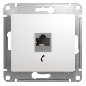 GLOSSA РОЗЕТКА телефонная RJ11, механизм, БЕЛЫЙ GSL000181T
