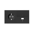 Simon 100 Черный матовый Кит 2 поста, фронт. Накладка на 1 розетку Schuko (слева) + 1 з/у USB SC + 1 клавиша выключателя