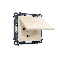 MA308010 Комплект механизма электрической розетки ALFA Бежевый глянец сз с шторками и крышкой IP44 QUANT AP3080, VM141 AMBRELLA VOLT