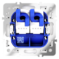Розетка компьютерная встраиваемая VOLTUM S70 двойная RJ45+RJ45 кат.6, (белый глянцевый)