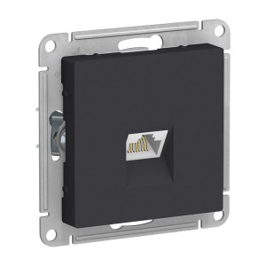 ATLASDESIGN РОЗЕТКА компьютерная RJ45 кат. 6A, механизм, КАРБОН ATN001086