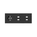 Simon 100 Черный матовый Кит 3 поста, фронт. Накладка на 1 розетку Schuko + 2 розетки HDMI + 2 розетки USB