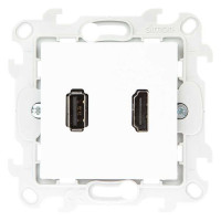 Розетка HDMI+USB Simon SIMON 24 HARMONIE, скрытый монтаж, белый, 2411095-030