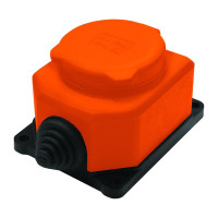 Розетка настенная 1-м 1ф КОМПАКТ с загл IP44 16А каучук оранж. UNIVersal 3037