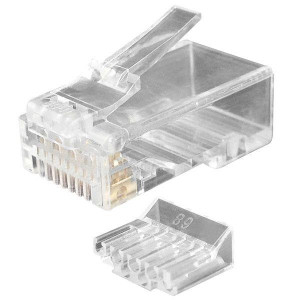 Разъем PLUG-8P8C-UV-C6-100 RJ45(8P8C) под витую пару кат.6 (50 µ/ 50 мкр. дюйм) универс. (для ож и мж кабеля) со вставкой (уп.100шт) Hyperline 49364