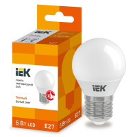 Лампа светодиодная G45 5Вт шар 3000К тепл. бел. E27 450лм 230-240В IEK LLE-G45-5-230-30-E27