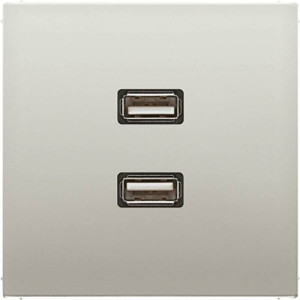 Розетка 2xUSB Jung LS METAL, скрытый монтаж, стальной, MAES1153