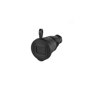 Розетка переносная с крышкой каучук черная 2P+PE 250V 16А IP54 DYNEL