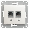 GLOSSA РОЗЕТКА двойная компьютерная RJ45+RJ45 кат. 5e, механизм, ПЕРЛАМУТР GSL000685KK