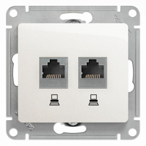 GLOSSA РОЗЕТКА двойная компьютерная RJ45+RJ45 кат. 5e, механизм, ПЕРЛАМУТР GSL000685KK