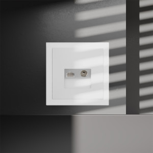 Розетка телевизионная встраиваемая VOLTUM S70 TVRJ45 кат. 6, белый матовый